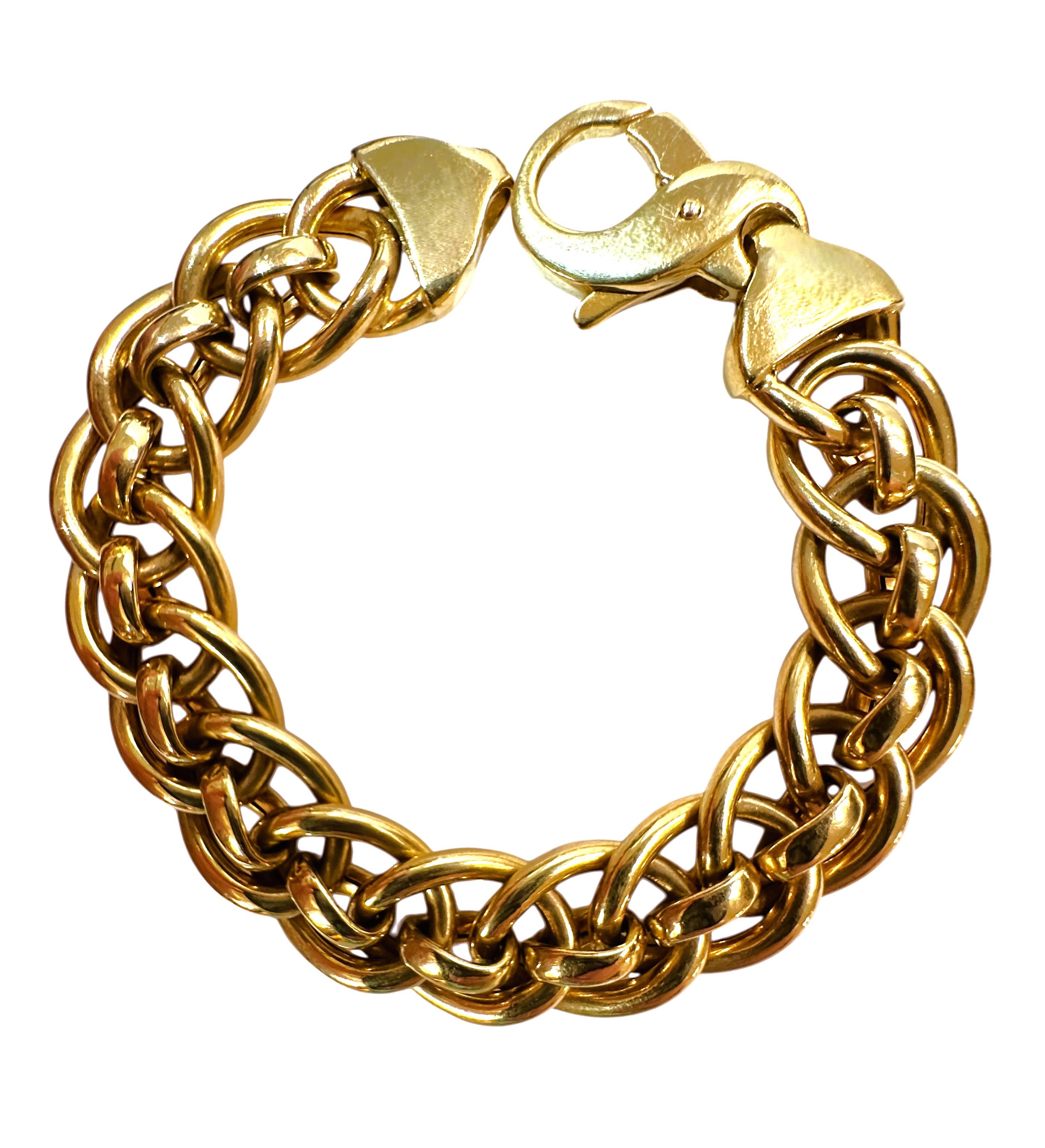 Bracelet italien superposé en or jaune 14 carats 22,87 grammes  7.25 pouces Pour femmes en vente