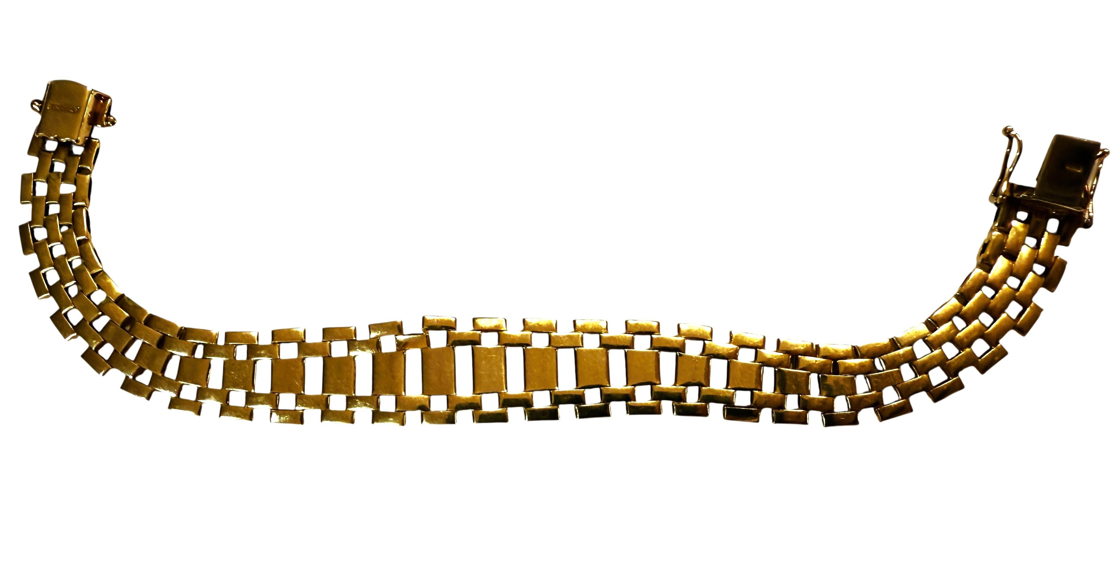 Pulsera italiana de oro amarillo de 14 quilates con banda graduada entrelazada 17,94 gramos en venta 5