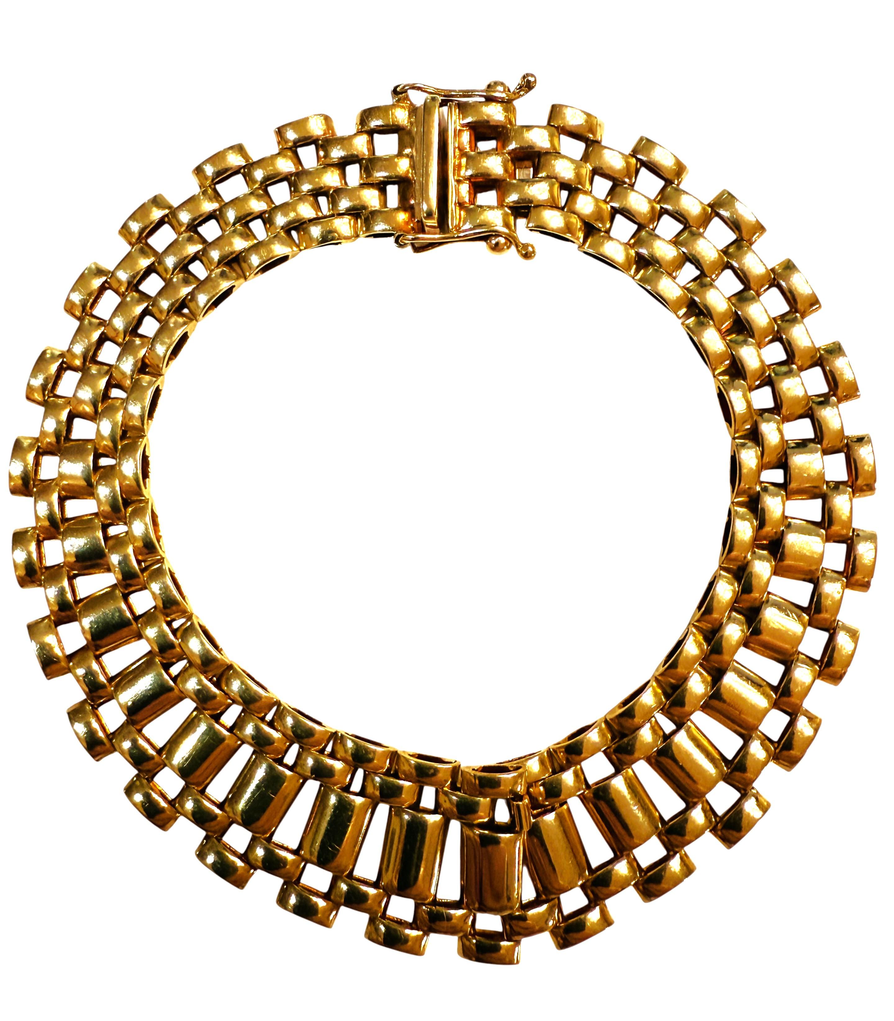 Pulsera italiana de oro amarillo de 14 quilates con banda graduada entrelazada 17,94 gramos en venta 7