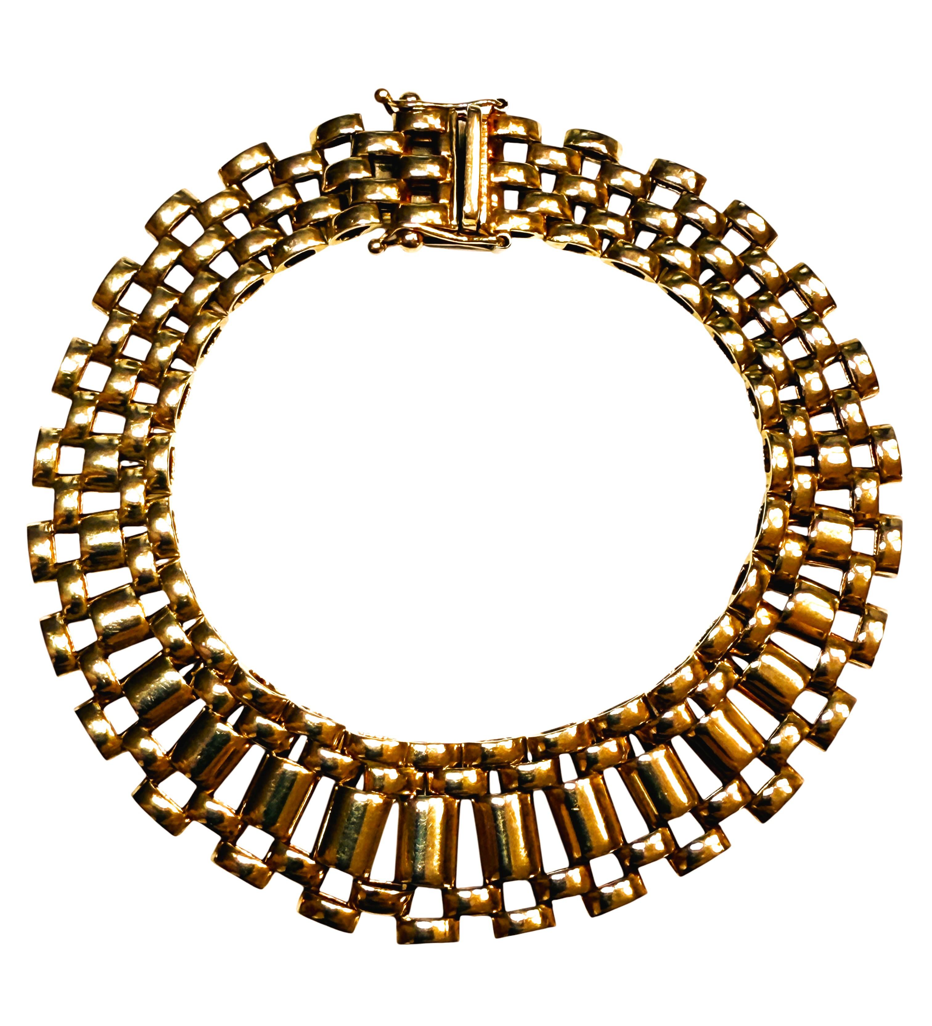 De las mujeres Pulsera italiana de oro amarillo de 14 quilates con banda graduada entrelazada 17,94 gramos en venta