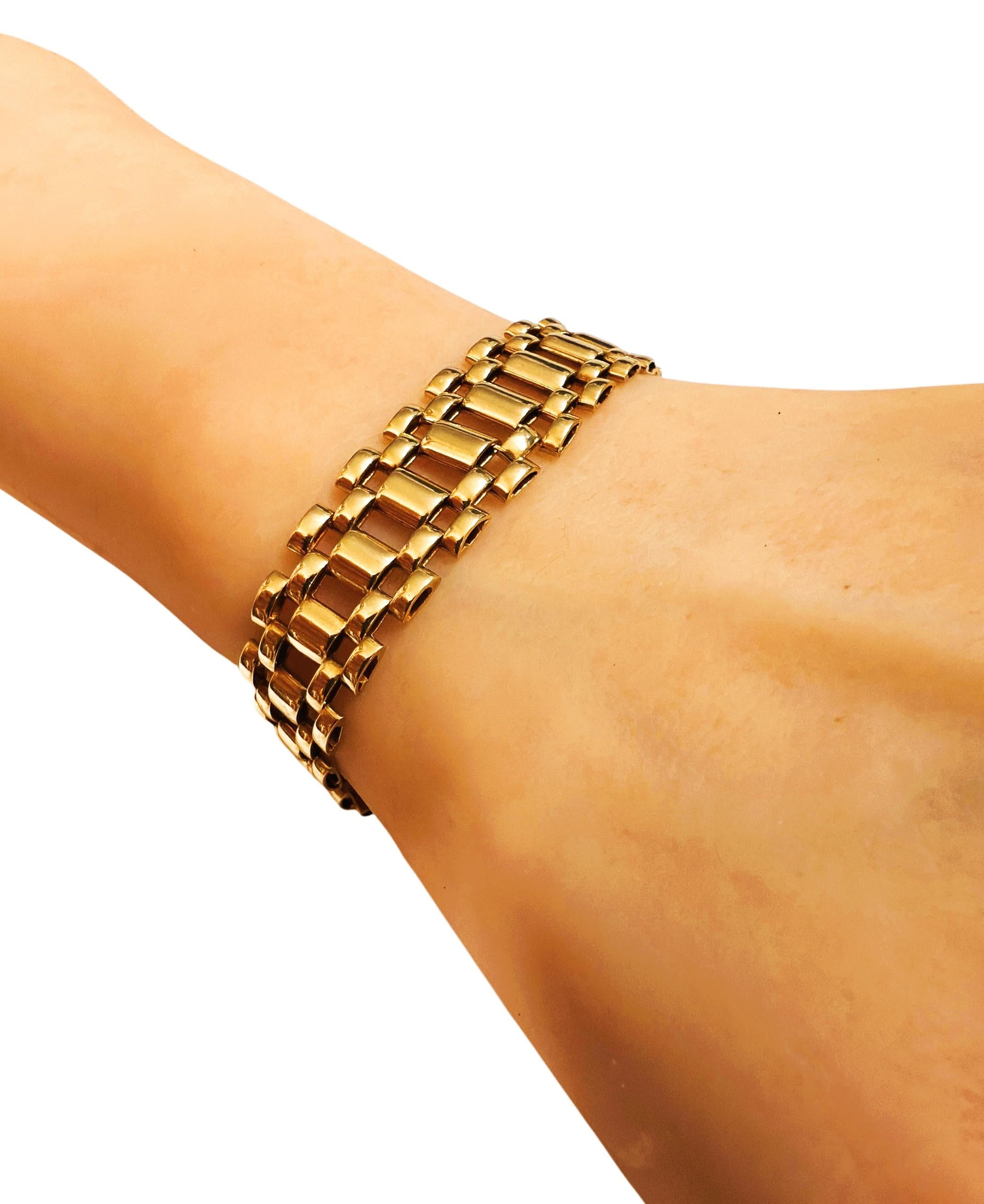Pulsera italiana de oro amarillo de 14 quilates con banda graduada entrelazada 17,94 gramos en venta 2