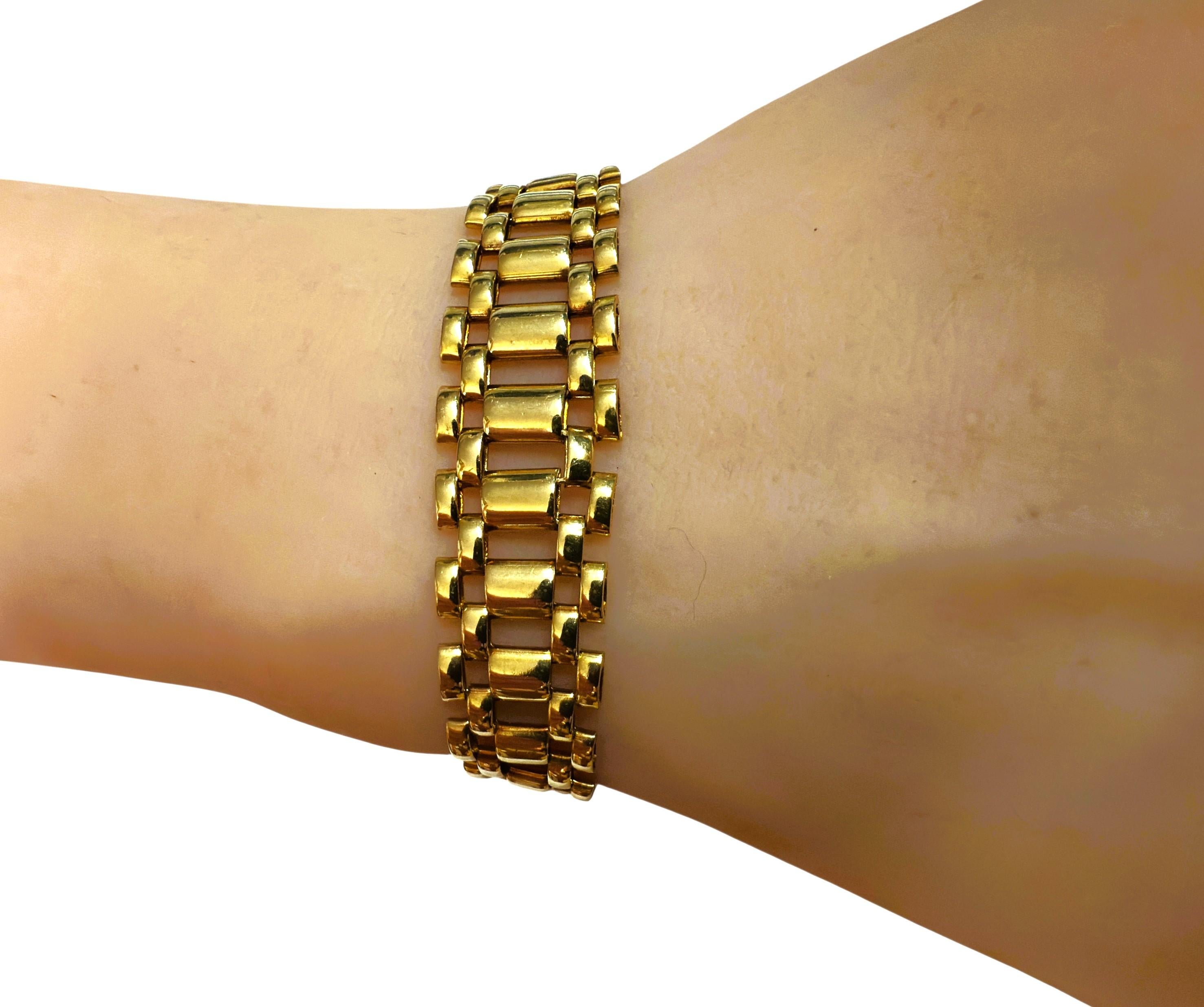 Pulsera italiana de oro amarillo de 14 quilates con banda graduada entrelazada 17,94 gramos en venta 3