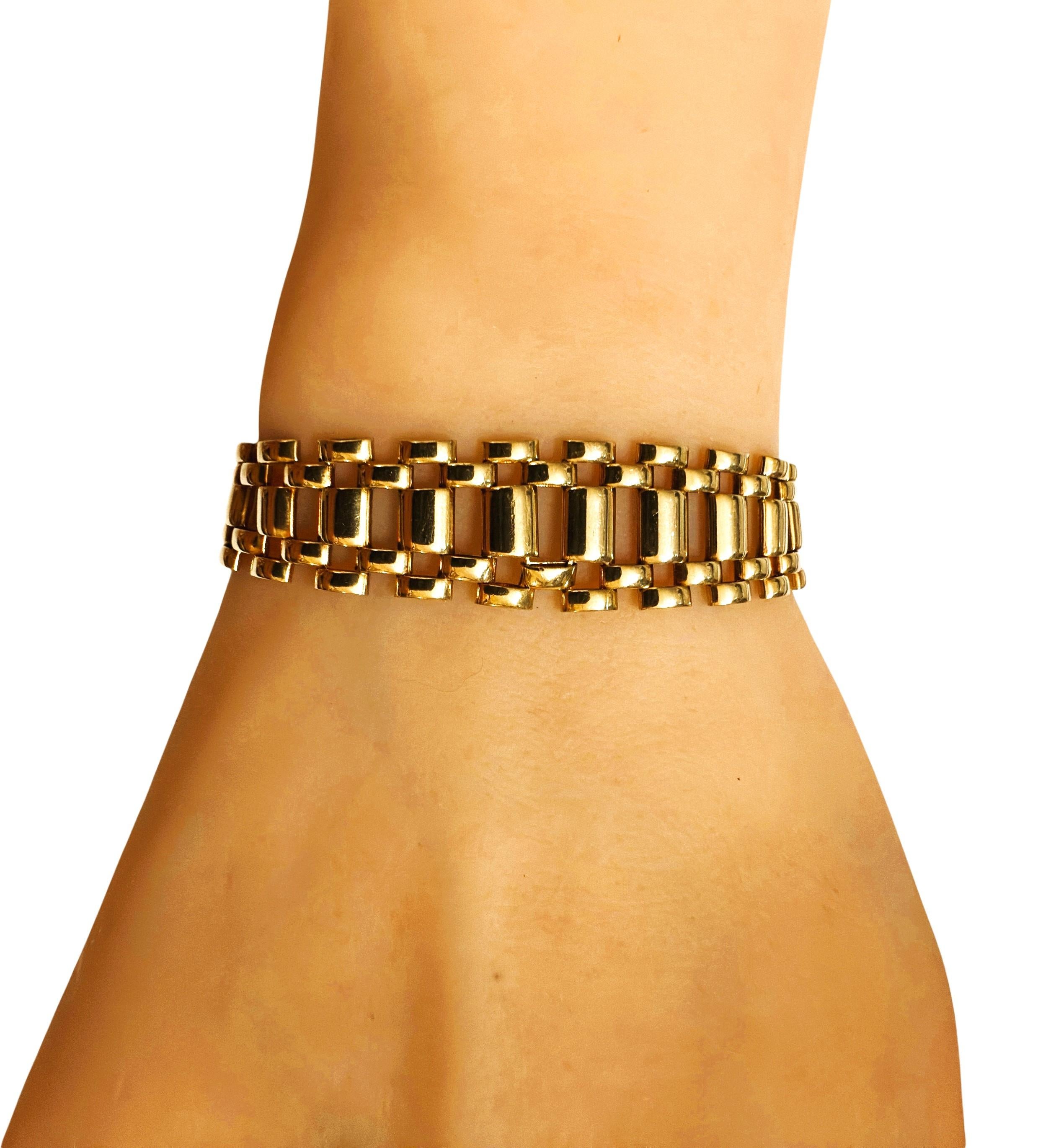 Pulsera italiana de oro amarillo de 14 quilates con banda graduada entrelazada 17,94 gramos en venta 4