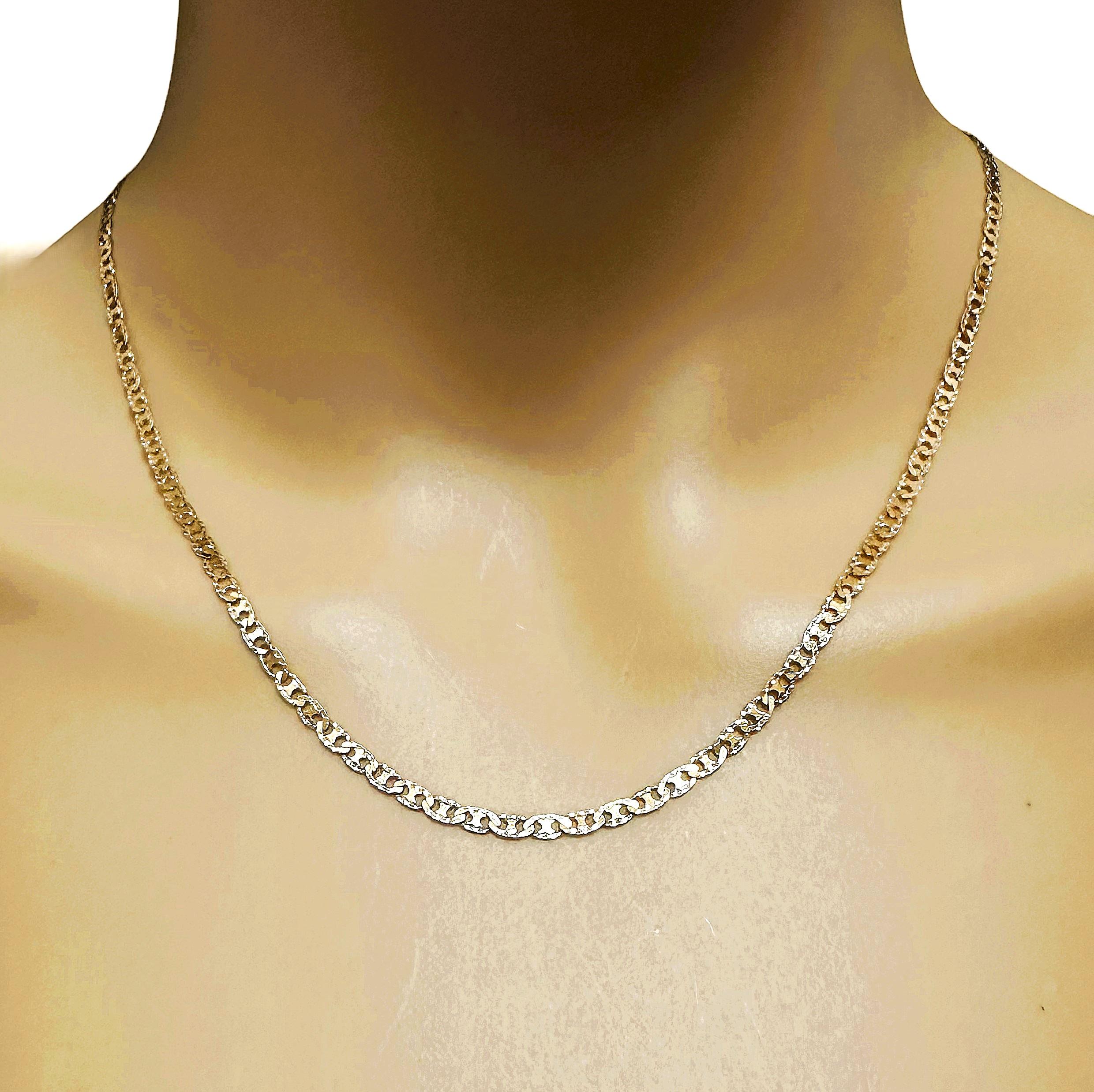 Art Deco 14k Yellow Gold Italian Mariner Necklace Chain - 18 inches - 5.1 grams