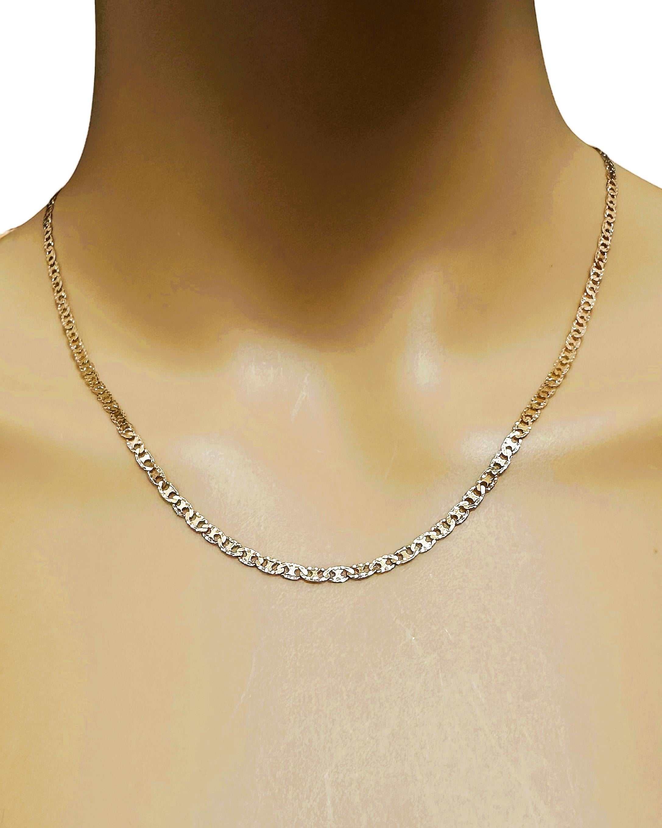 14k Yellow Gold Italian Mariner Necklace Chain - 18 inches - 5.1 grams In Excellent Condition In Eagan, MN