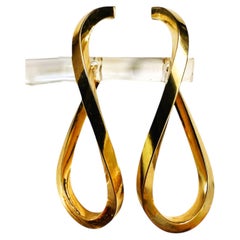 14k Yellow Gold Italian Milor Asymetrical Hoop Earrings