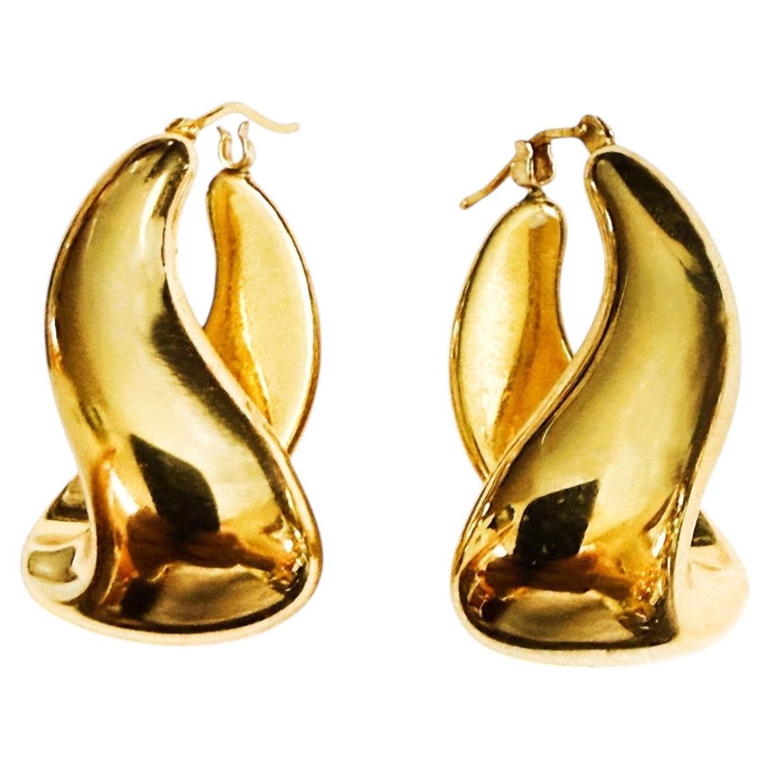 14k Yellow Gold Italian Milor Chubby / Puffy Earrings