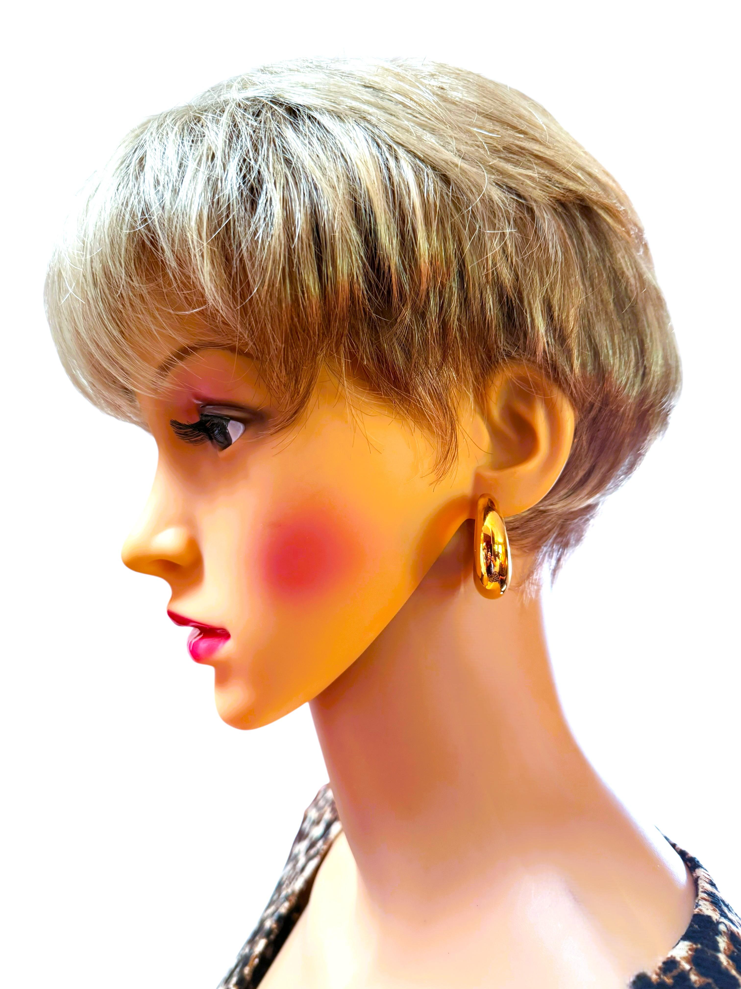 Art déco Boucles d'oreilles en or jaune 14k Milor italien Chubby / Puffy en vente