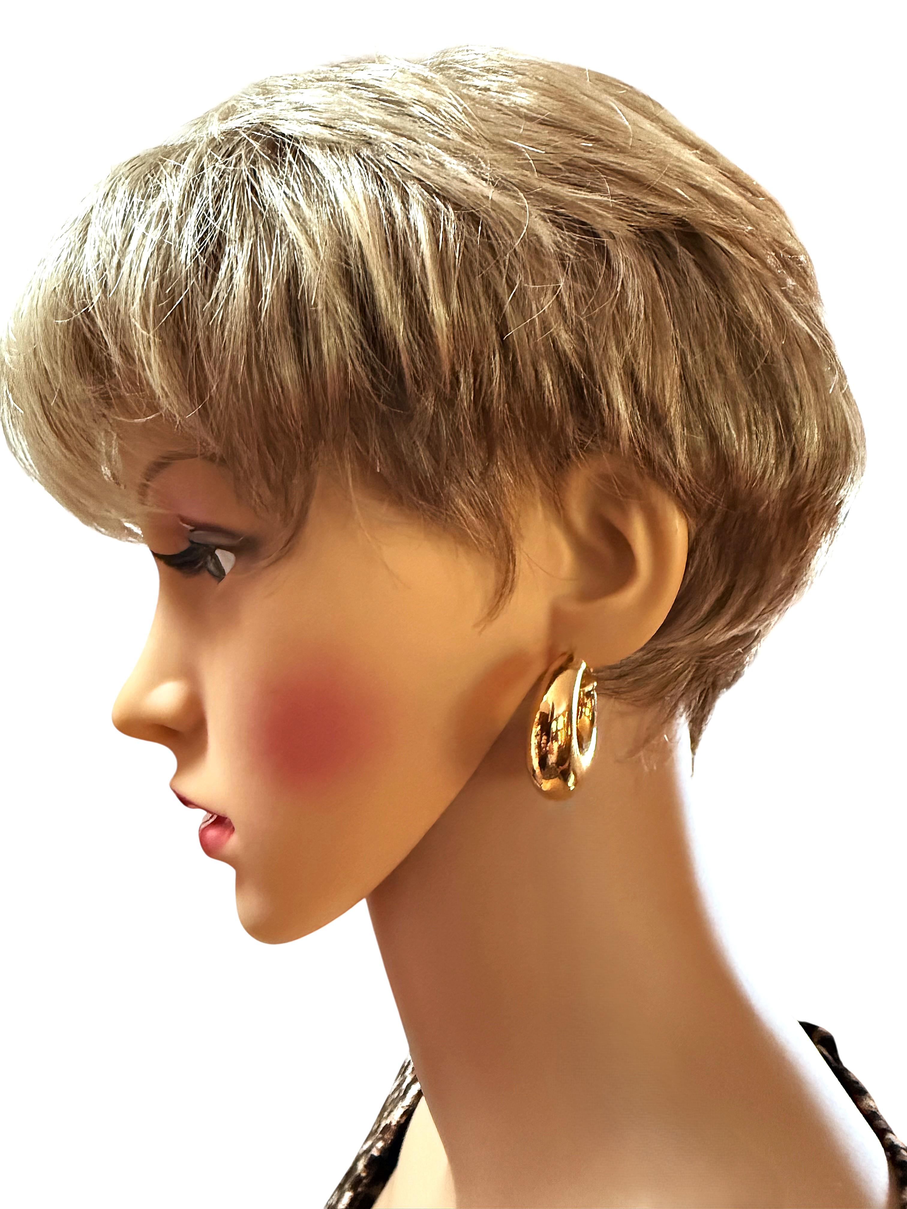 Boucles d'oreilles en or jaune 14k Milor italien Chubby / Puffy Excellent état - En vente à Eagan, MN
