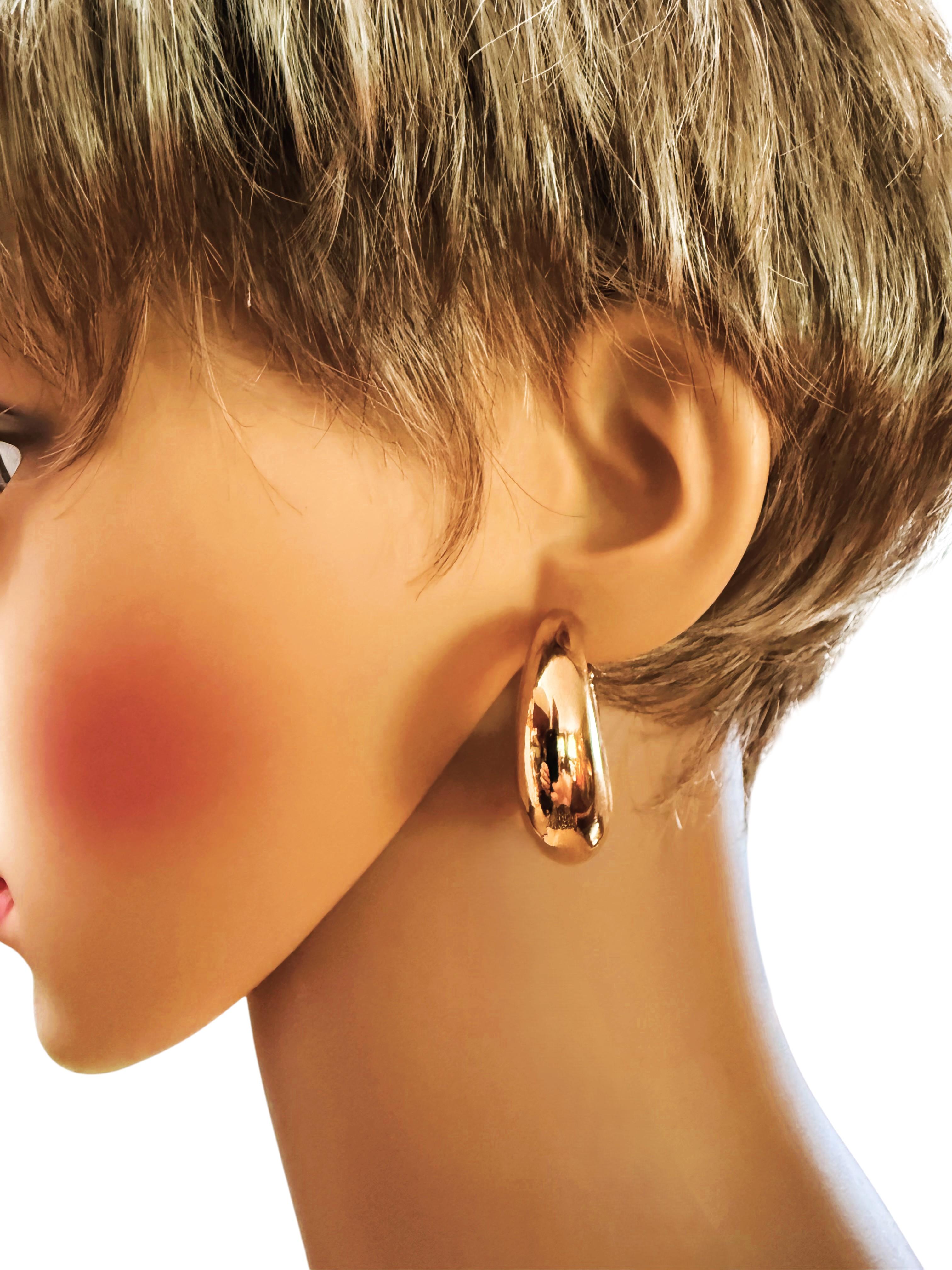 Boucles d'oreilles en or jaune 14k Milor italien Chubby / Puffy en vente 1