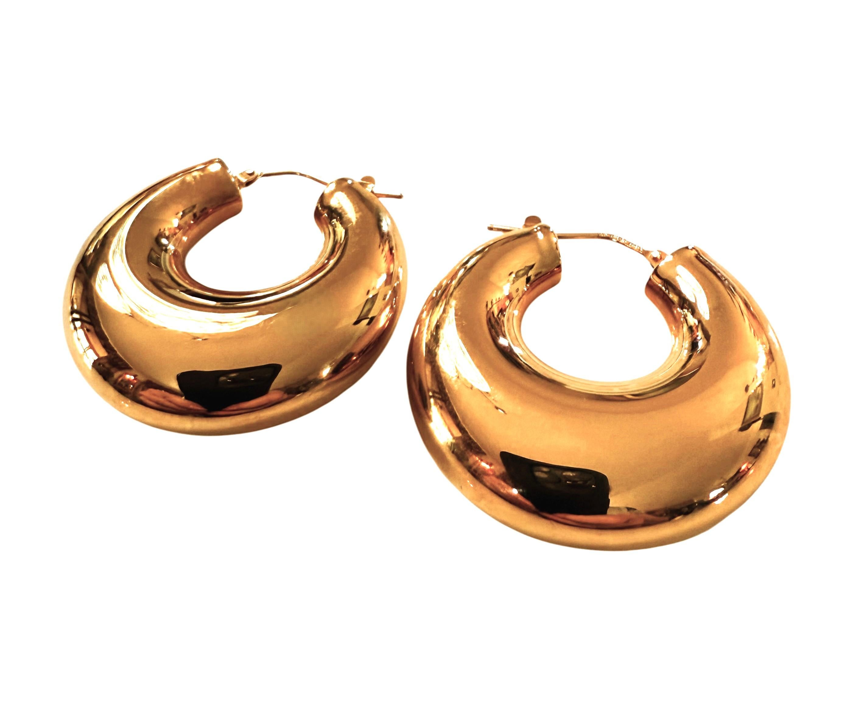 Boucles d'oreilles en or jaune 14k Milor italien Chubby / Puffy en vente 3