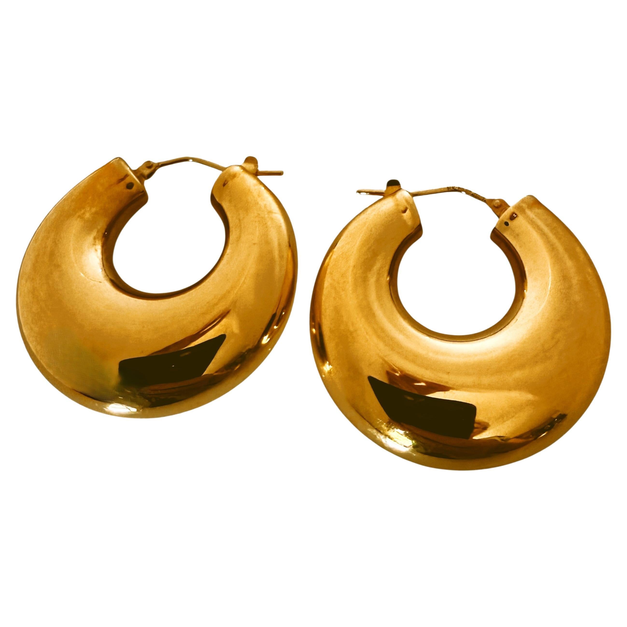 Boucles d'oreilles en or jaune 14k Milor italien Chubby / Puffy