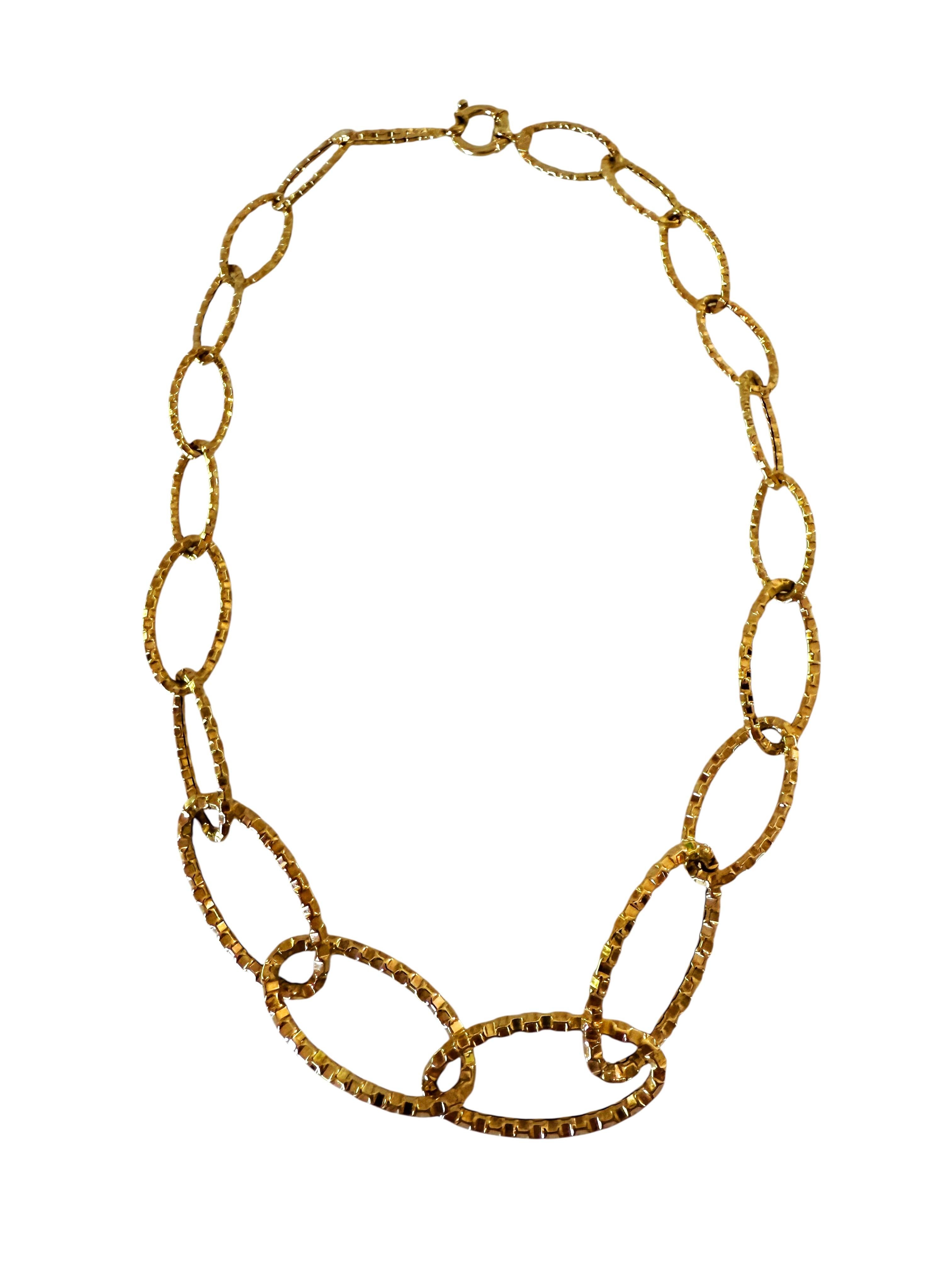 Collier italien en or jaune 14k de 19 pouces et 9 grammes avec marque de fabrique Pour femmes en vente