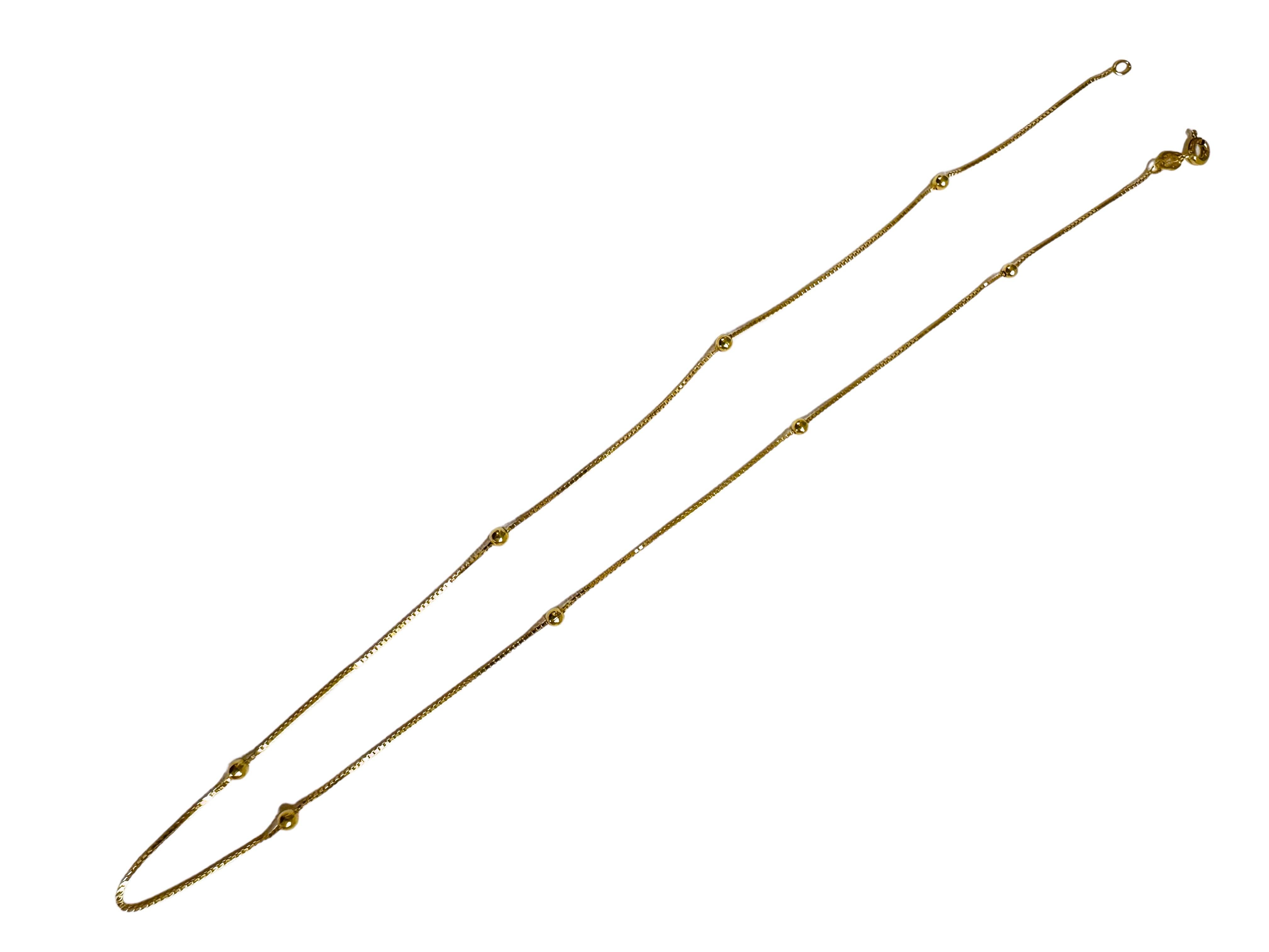 14k Yellow Gold Italian Necklace with Spaced Beads - 16