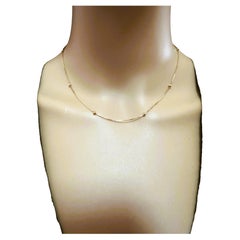 Italienische 14-Karat-Gelbgold-Halskette mit verteilten Perlen - 16"