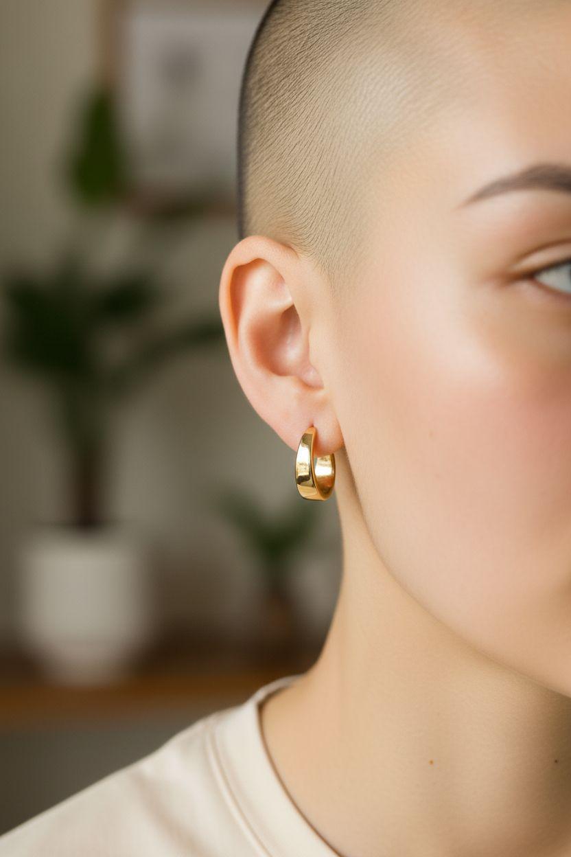 Orecchini a cerchio J in oro giallo 14K #24011 in vendita 4