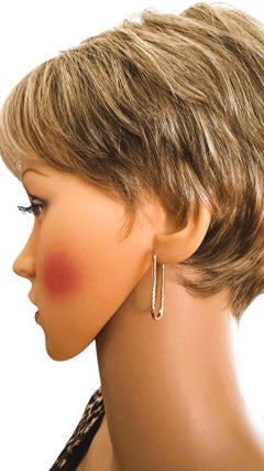 Boucles d'oreilles en or jaune 14K Jacmel Mauritius JCM Paperclip Style 1.4 Inches Longs