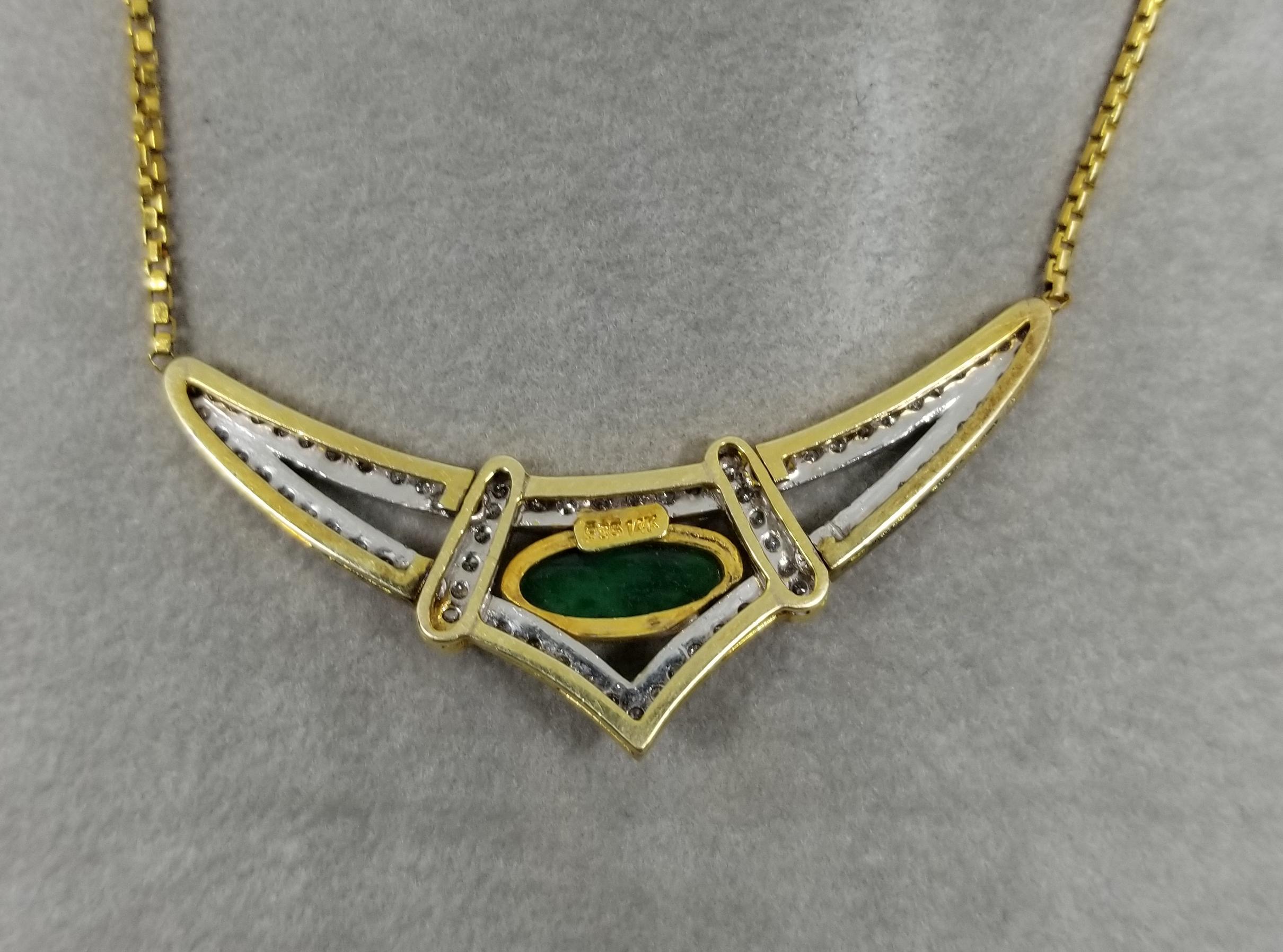 Women's or Men's 14 Karat Yellow Gold Jade and Diamond Pendant For Sale