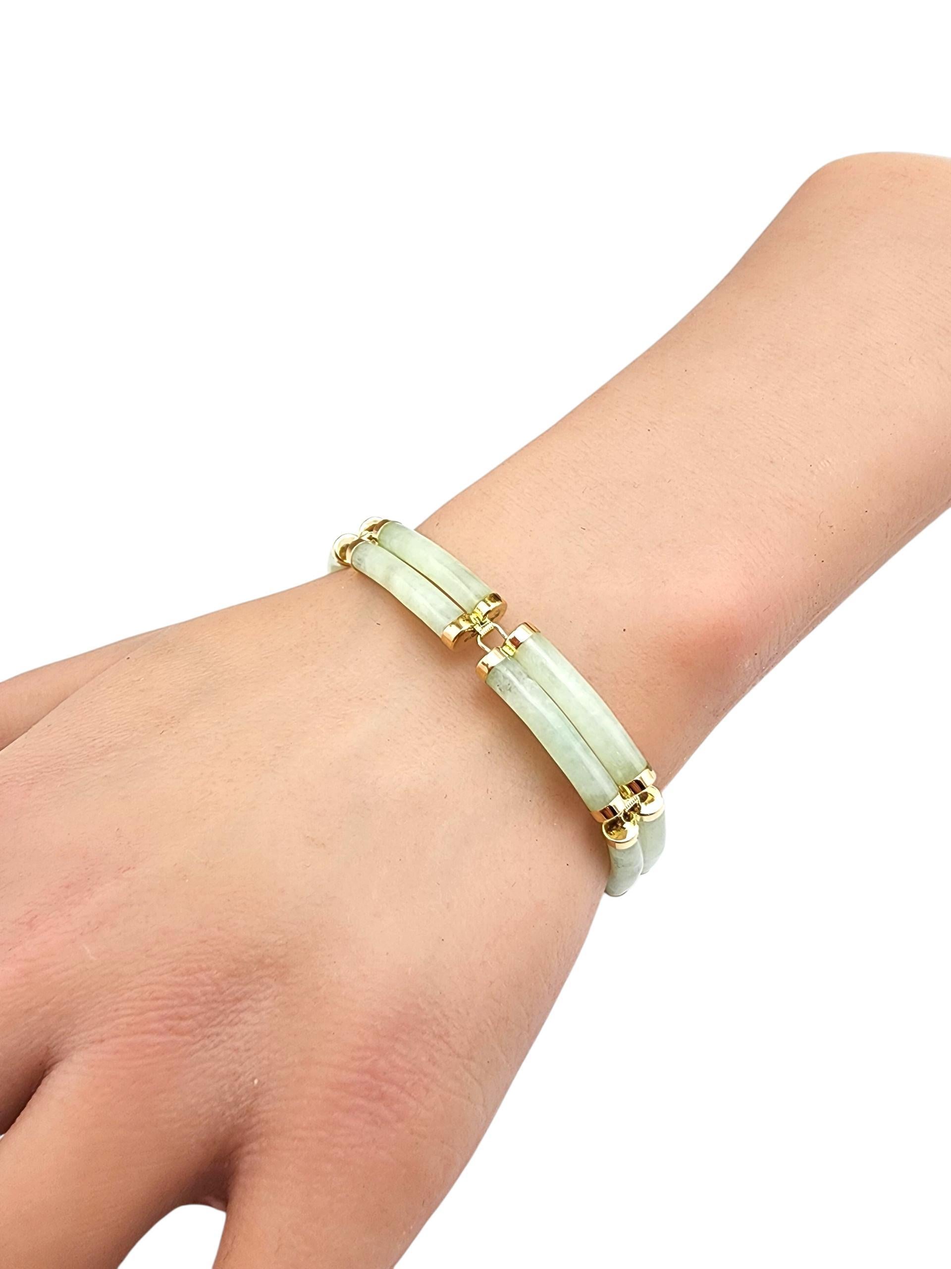 14K Yellow Gold Jade Bracelet #22405 For Sale 6
