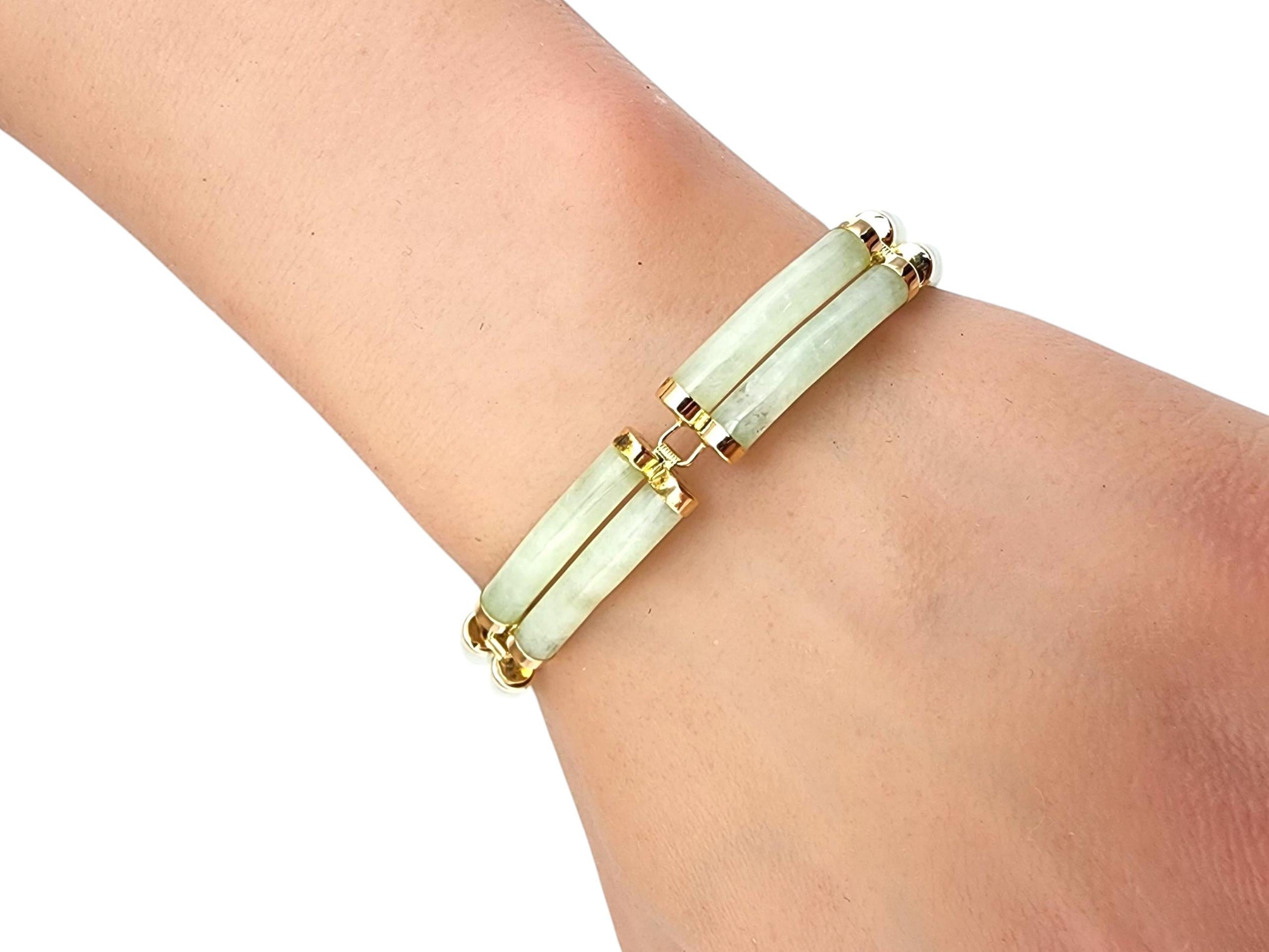 14K Yellow Gold Jade Bracelet #22405 For Sale 7