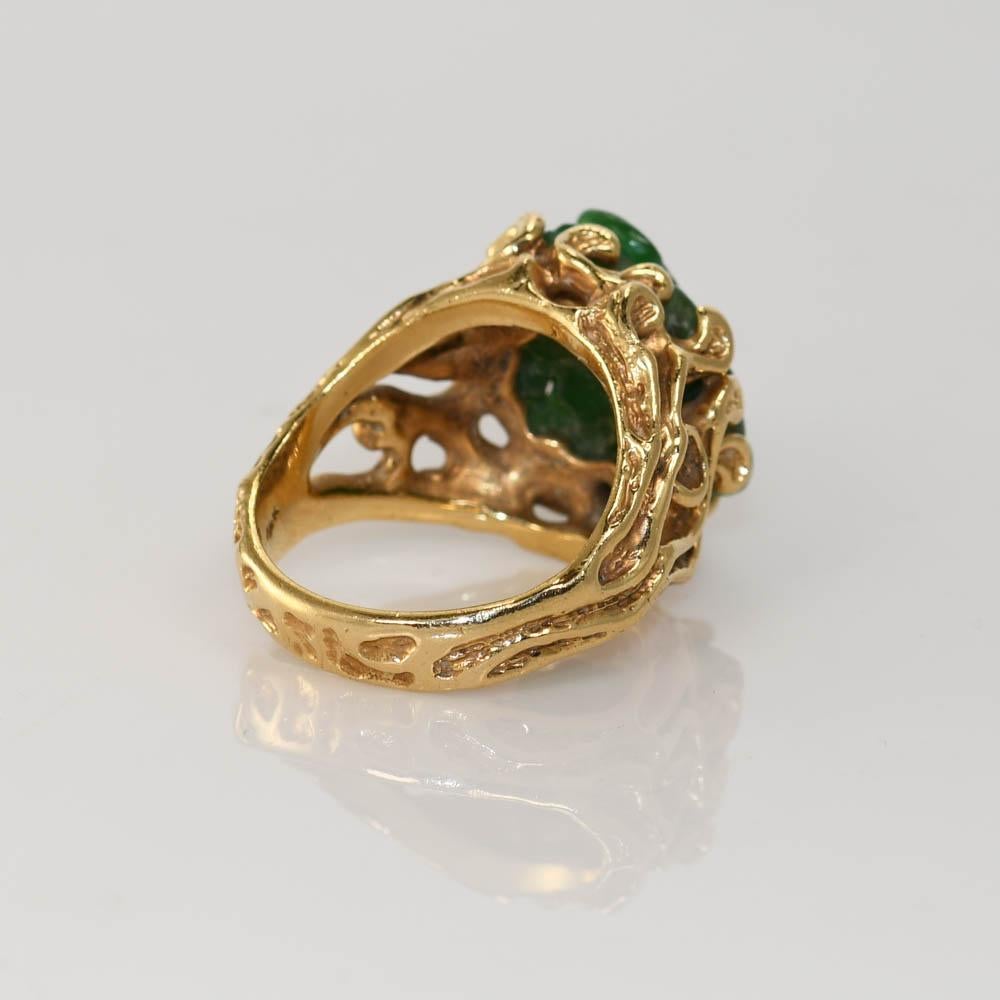 14 Karat Gelbgold Jade-Ring, 11,6 g 1