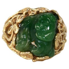 14 Karat Gelbgold Jade-Ring, 11,6 g