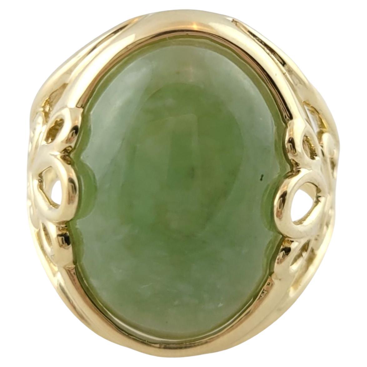 14K Yellow Gold Jade Ring Size 6.75 #24292 For Sale