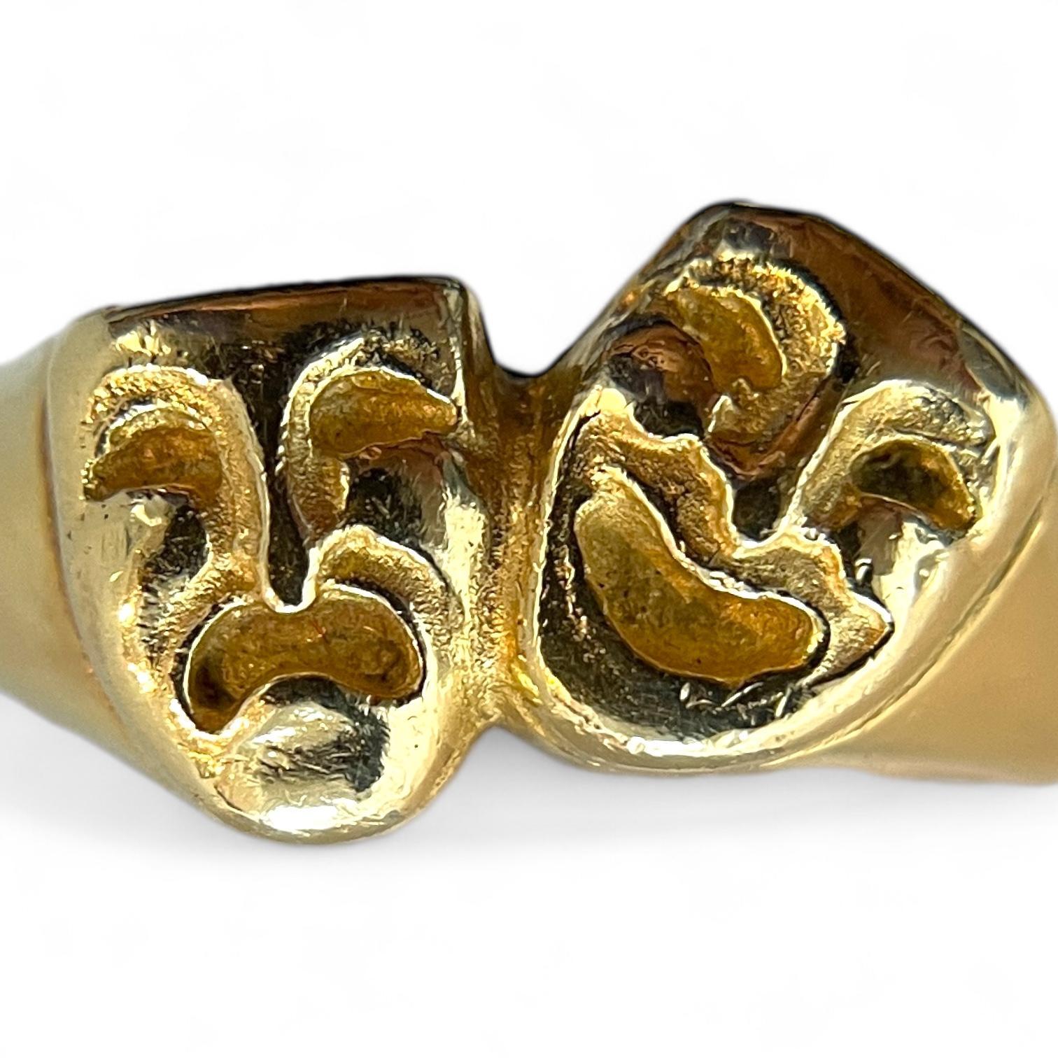 Modern 14K Yellow Gold James Avery Theatre Mask Ring For Sale