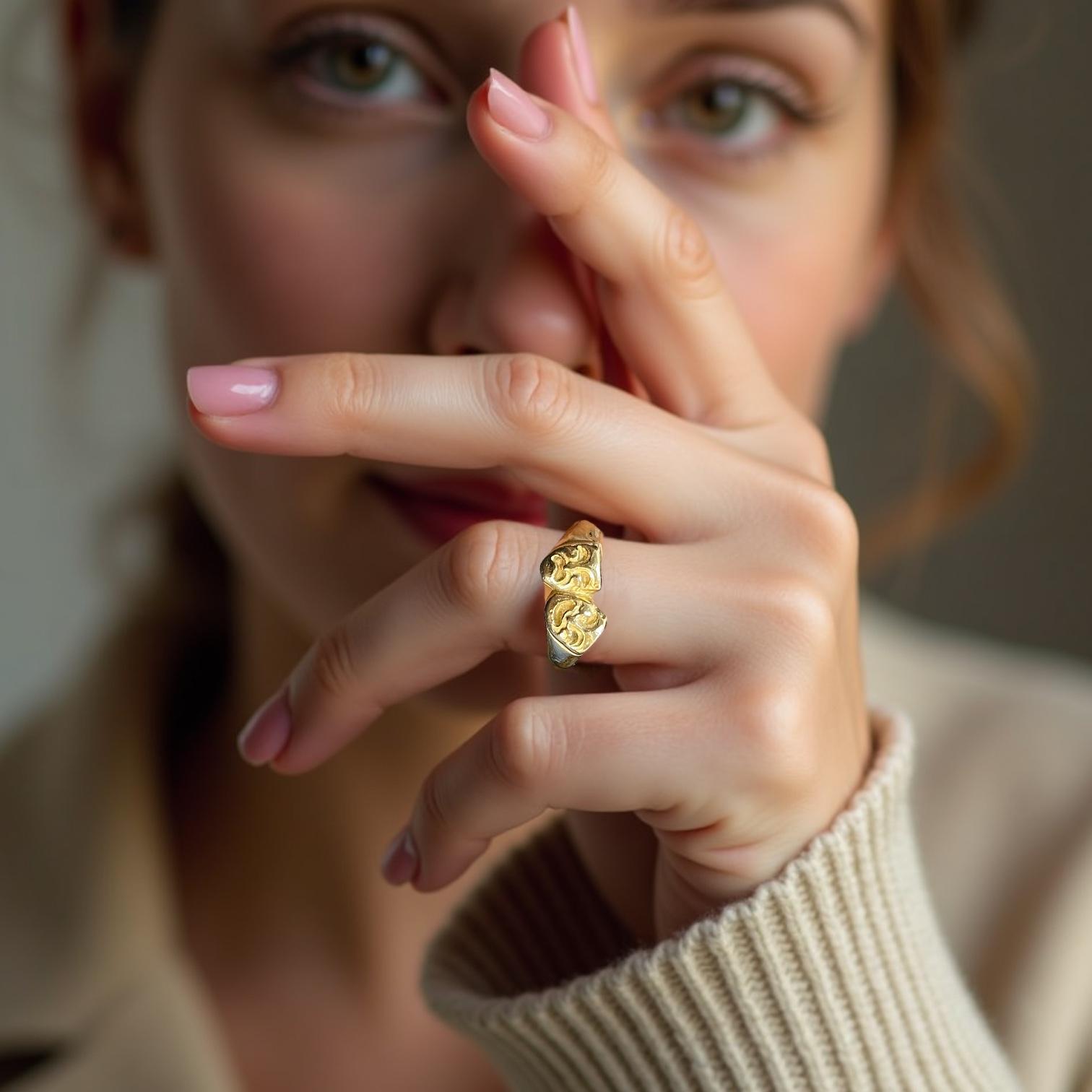 14K Yellow Gold James Avery Theatre Mask Ring For Sale 2