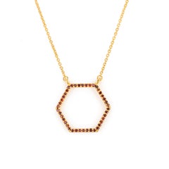 14k Yellow Gold January Birthstone Garnet Hexagon Pendant Necklace for Her