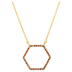 14k Yellow Gold January Birthstone Garnet Hexagon Pendant Necklace for Her