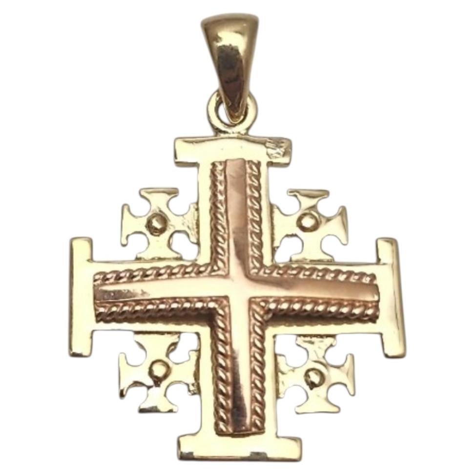Ciondolo a forma di croce "Gerusalemme" in oro giallo 14 carati #25303