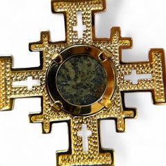 14K Yellow Gold Jerusalem Cross Pendant with Widow's Mite Coin