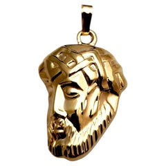 14K Yellow Gold Jesus Face of Christ Pendant #25261