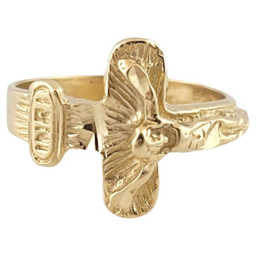 14K Yellow Gold Jesus on Cross Ring Size 6 #14532 For Sale