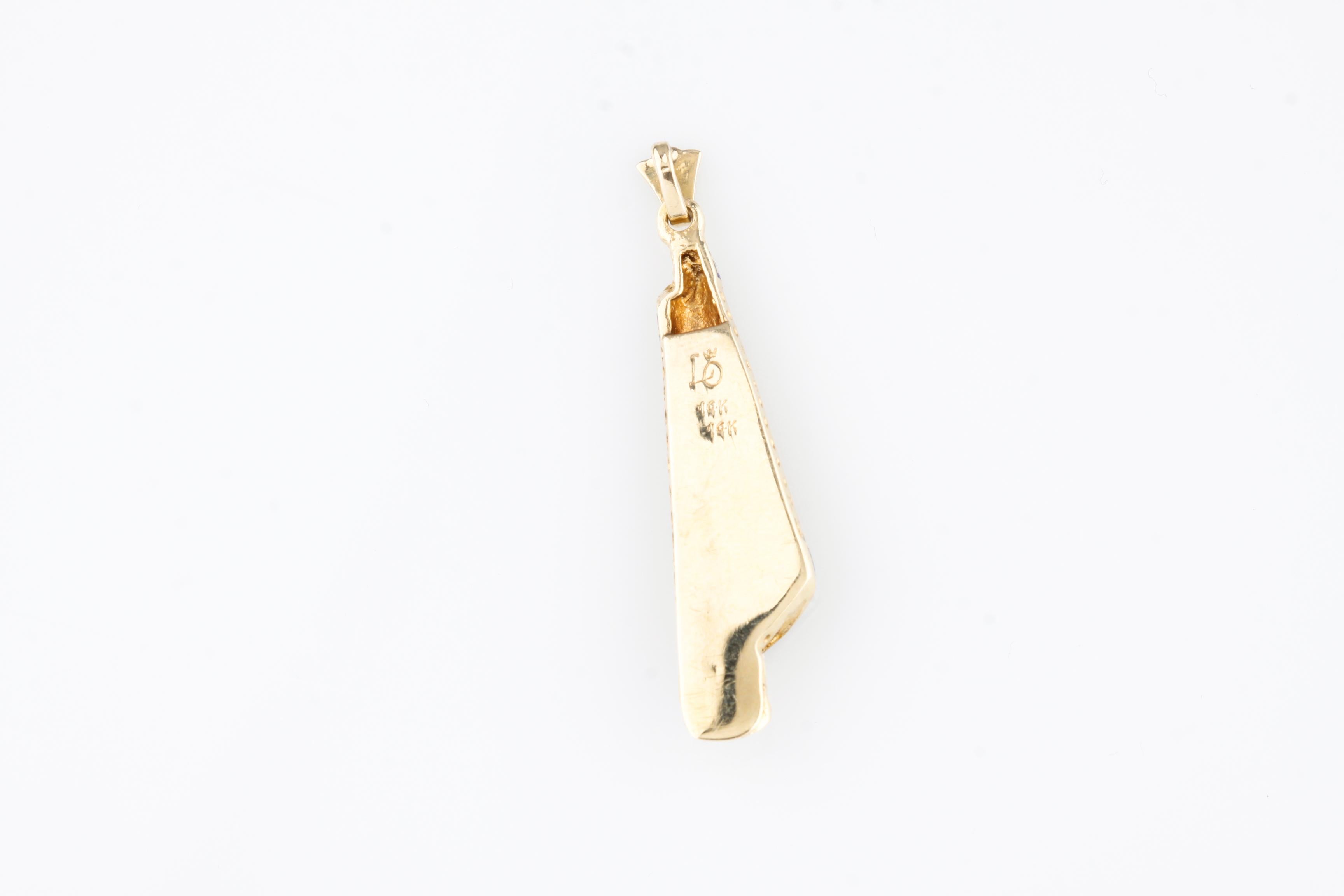 14k yellow gold jewish necklace reversible filigree menorah ruby sapphire 21.5 mm
