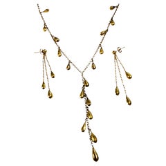 Collana e orecchini a goccia Kitsinian in oro giallo 14k 10,69 grammi