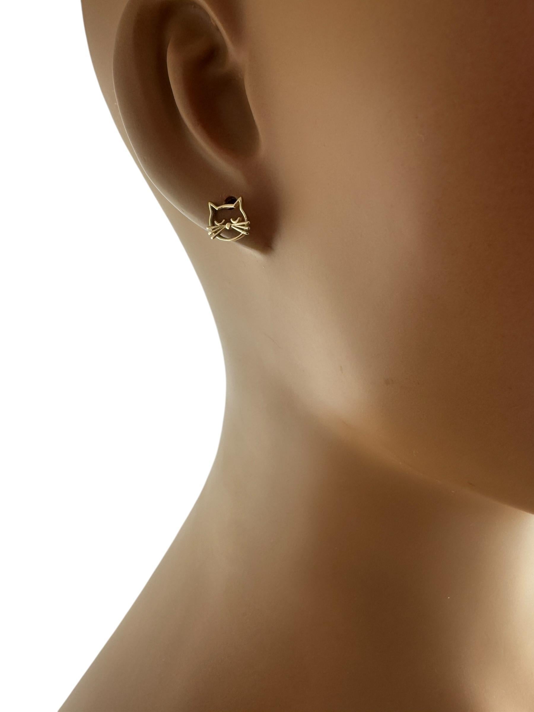 14K Yellow Gold Kitten Face Stud Earrings #20674 For Sale 8