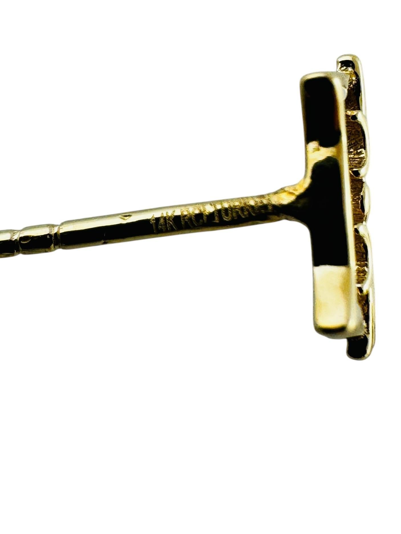 14K Yellow Gold Kitten Face Stud Earrings #20674 For Sale 5