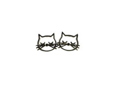 Clous d'oreilles visage de chaton en or jaune 14 carats n° 20674