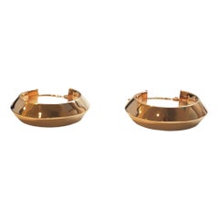 14K Yellow Gold Knife Edge Hoop Earrings #17945