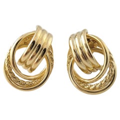 Vintage 14K Yellow Gold Knot Door Knocker Earrings #16871