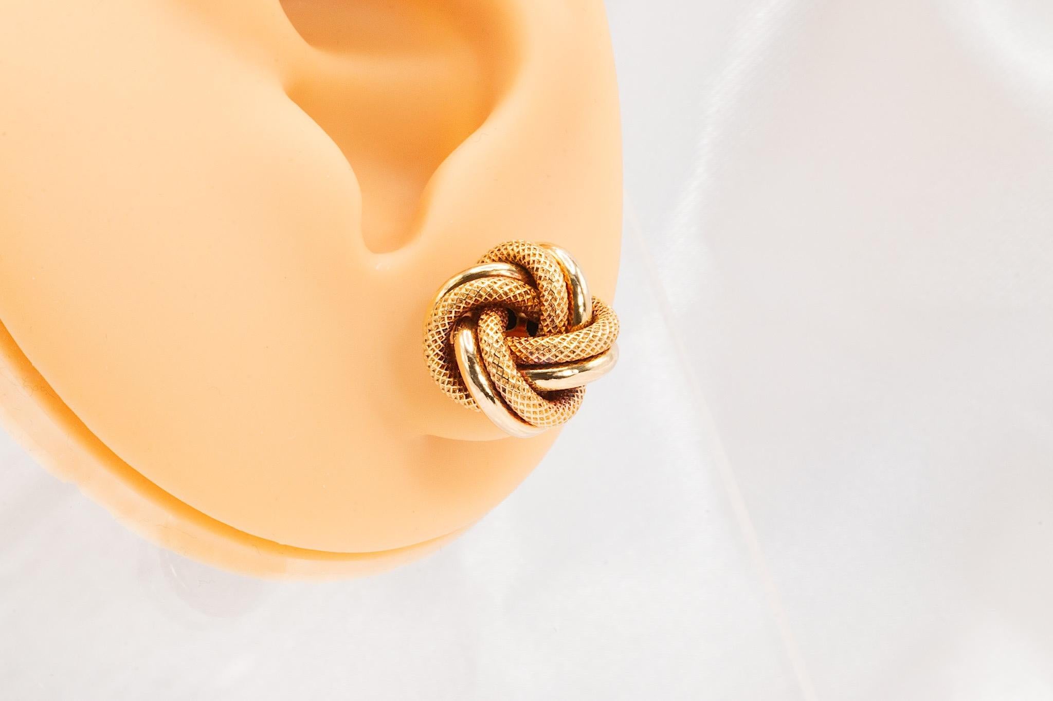 14k Yellow Gold Knot Earrings For Sale 1