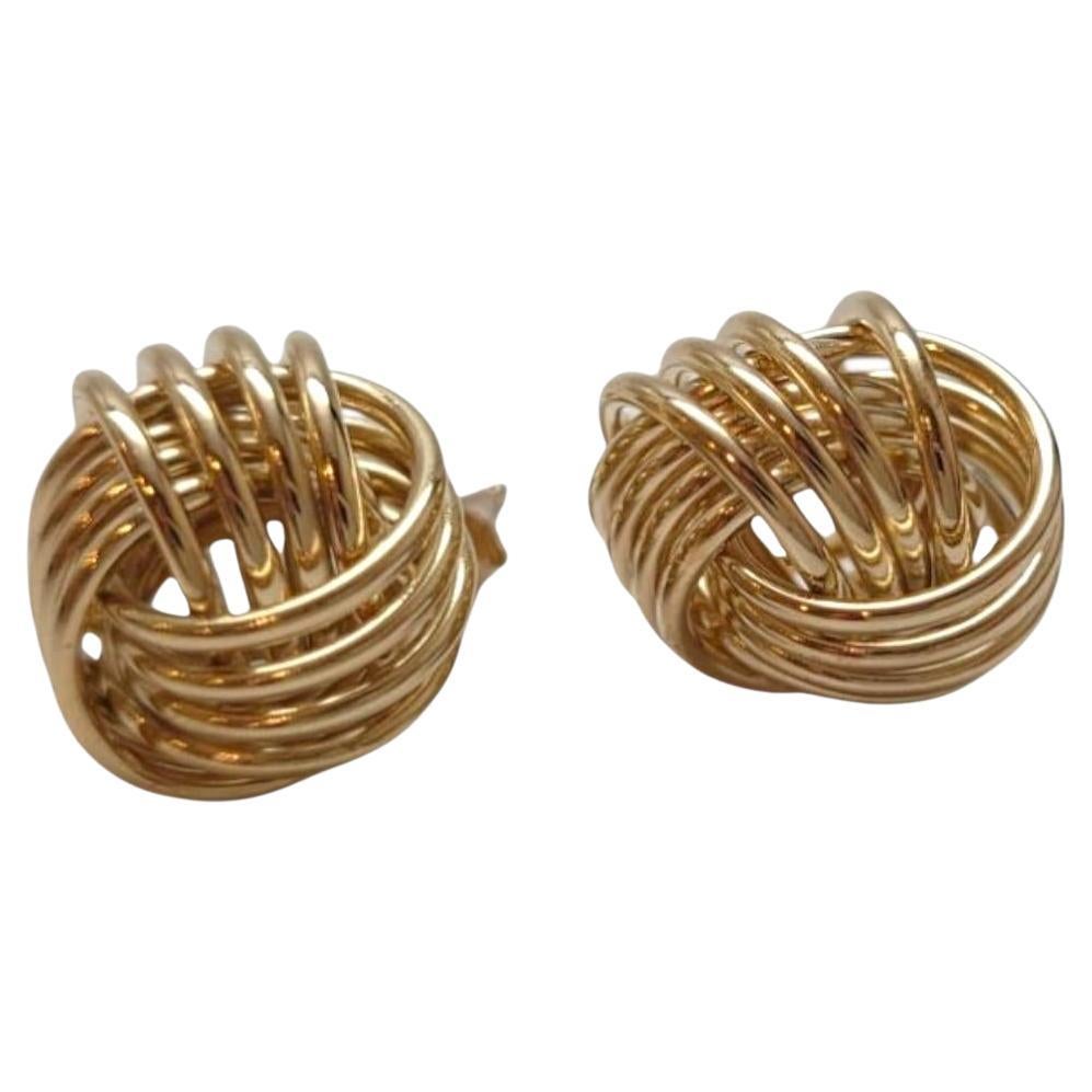 14K Yellow Gold Knot Stud Earrings #21942