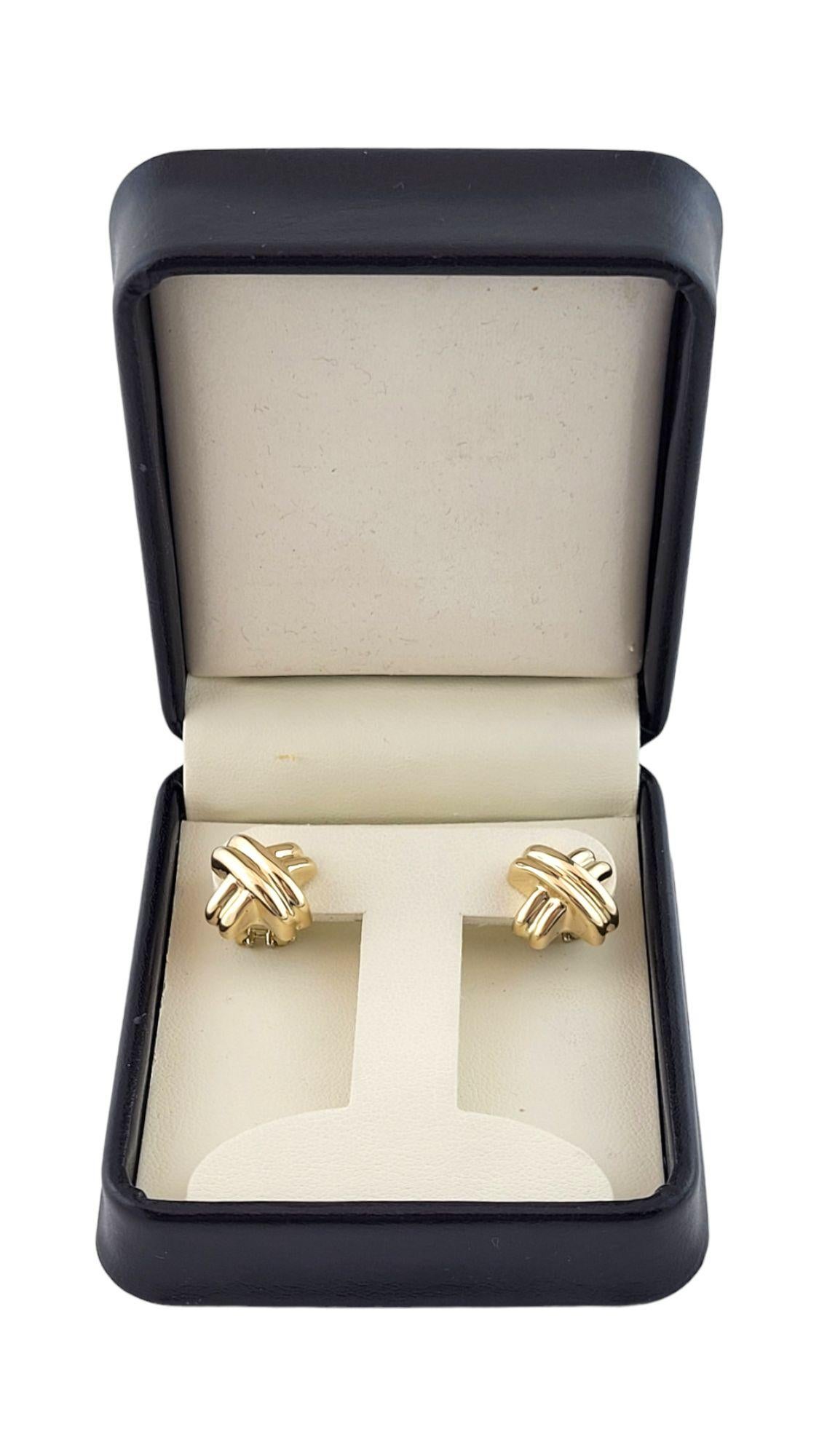 14K Yellow Gold Knot X Earrings #14500 For Sale 2