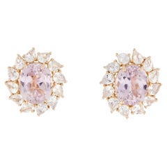 14K Yellow Gold Kunzite & 1.90ct Sapphire Stud Earrings