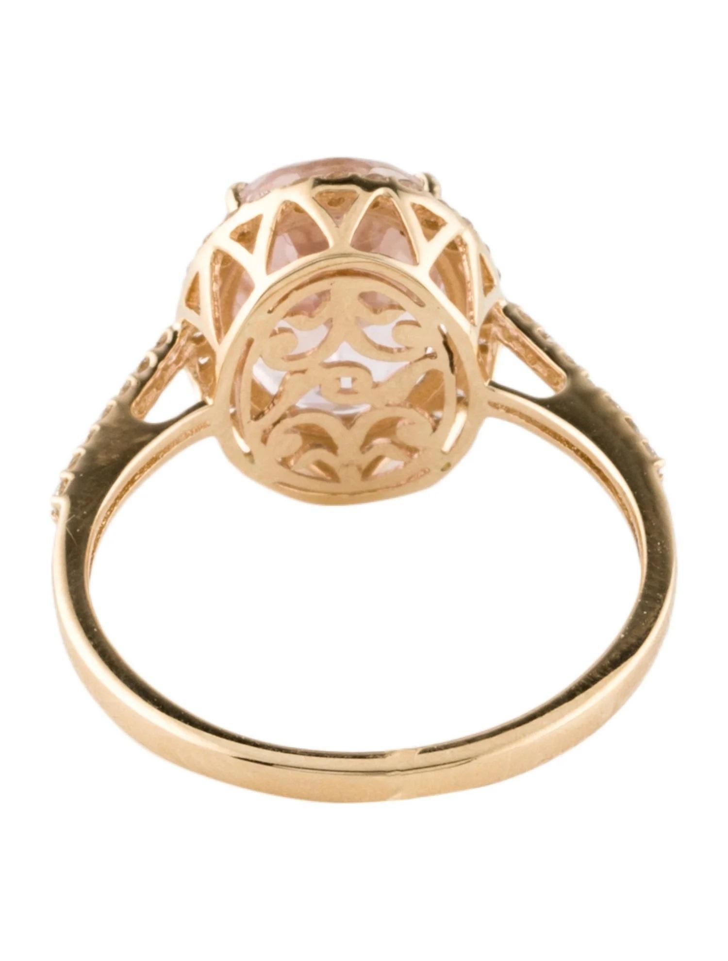 Taille ovale Bague cocktail en or jaune 14 carats avec kunzite ovale de 3,52 carats et diamants, taille 6 en vente