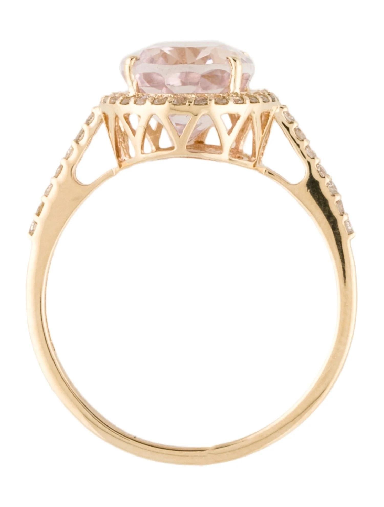 Bague cocktail en or jaune 14 carats avec kunzite ovale de 3,52 carats et diamants, taille 6 Neuf - En vente à Holtsville, NY