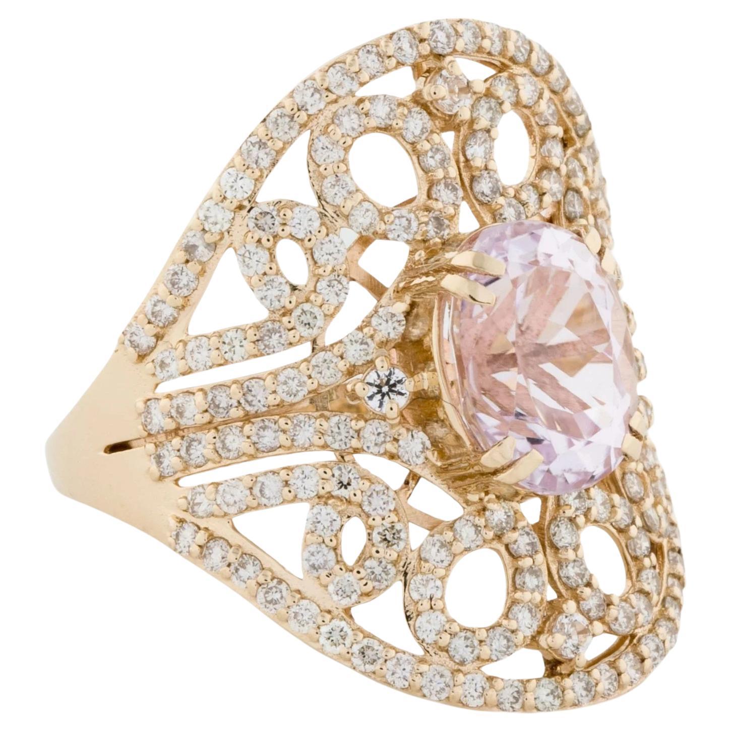 14K Gelbgold Kunzit, Saphir, & Diamant Cocktail Ring, Größe 7 Brilliant Sap