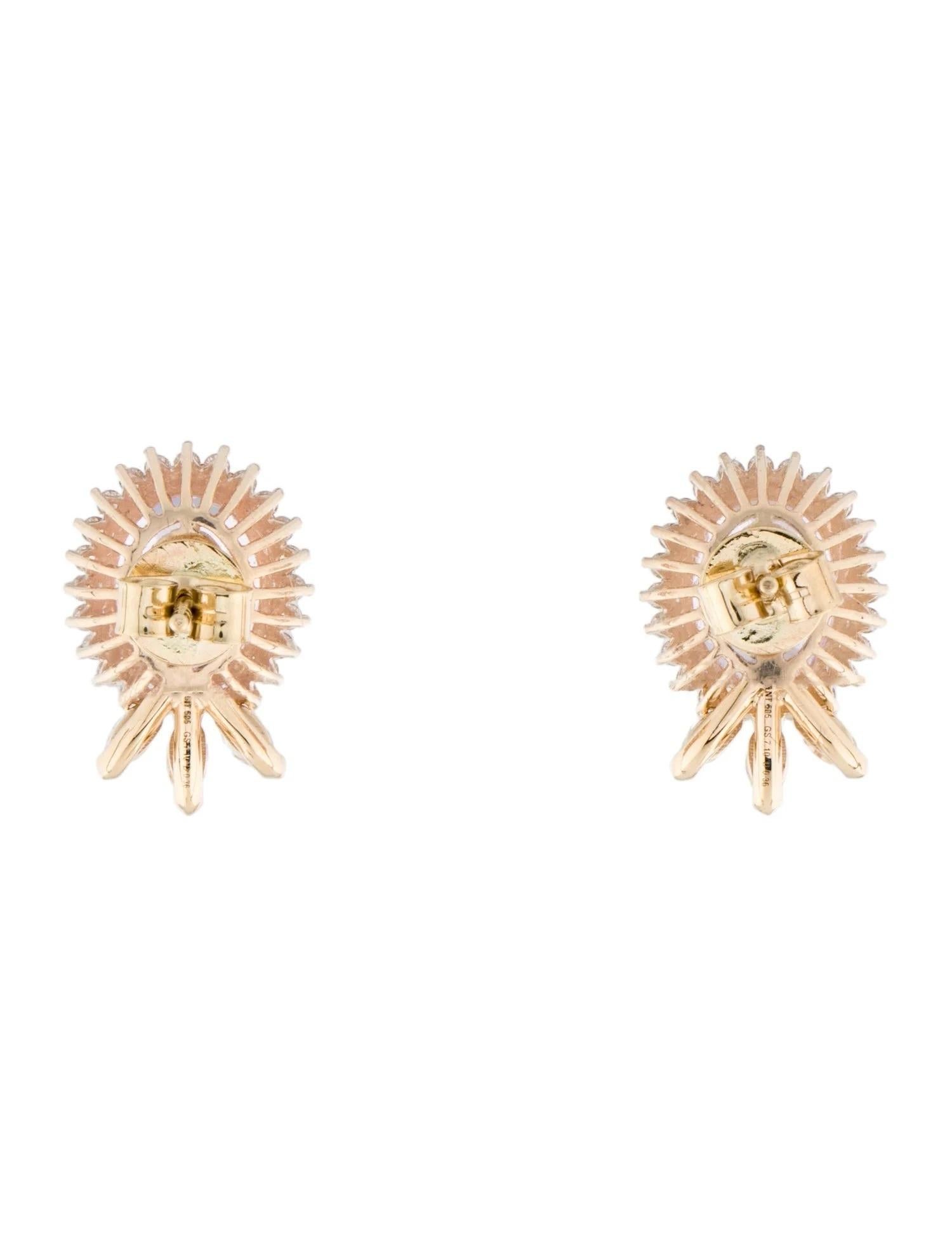 Artiste Clous d'oreilles en or jaune 14 carats, kunzite, saphir et diamant  Brilliante Marquise en vente